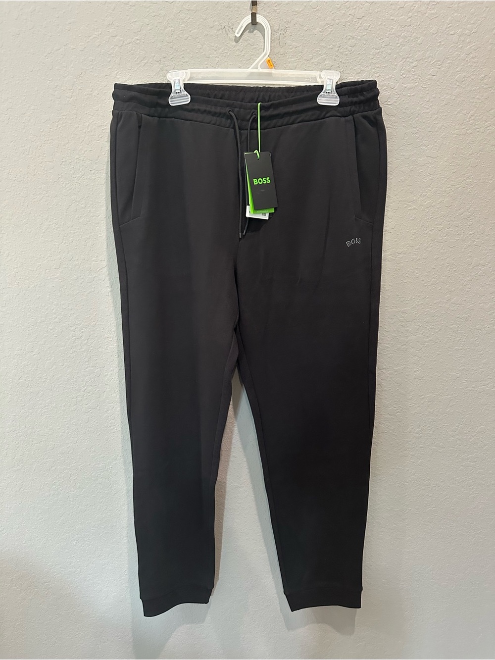 BOSS ORGANIC-COTTON TRACKSUIT BOTTOMS W/ CURVED LOGO | Black Sz XXXL NWT